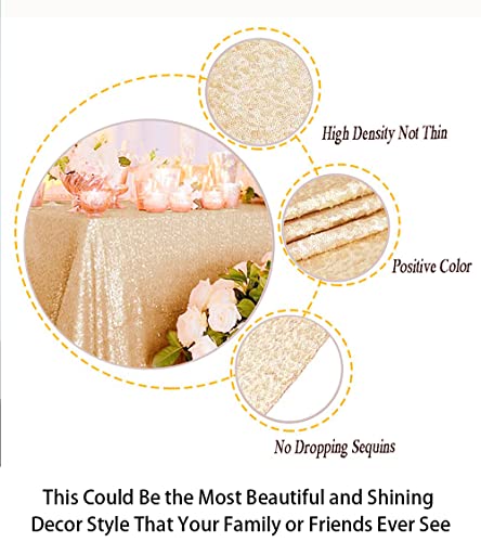 ShiDianYi Matte Gold 70x70-Inch Elegant Sequin Table Cover - Square Table Cloth for Party - color: Matte Gold, size: 70" x 70" (Square)