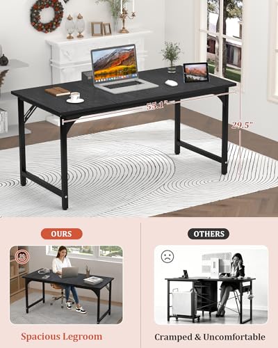 Computer Desk, 47.2" Office Desk, Extra Wide 23.62” Deep Desktop, 0.59” Thick Heavy-Duty Home Office Desks, Office Table with Steel Frame, Modern Wood PC Desk for Bedroom Study Writing Gaming Work