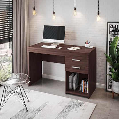 Techni Mobili 48 Inch Modern Compact Computer Desk with Drawers, Espresso | 48 Inch modern desk with storage drawers, sturdy frame, compact design, ideal for bedrooms and home office workspaces - color: Espresso