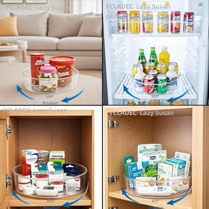 6 Pack Lazy Susan 11.5" Inch Turntable Organizer Organization Storage Container Bins Spice Rack Cabinet Rotating Condiment for Pantry Countertop Kitchen Vanity Bathroom Jewelry Holder Clear - size: 11.5 inch 6pack