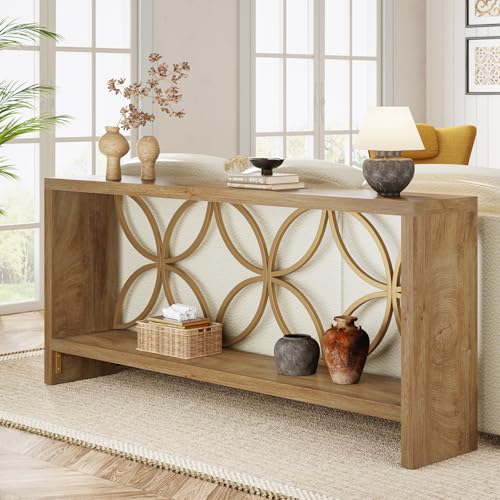 Tribesigns 70.9-Inch Narrow Sofa Table, FarmhouseLong Sofa Table Behind Couch, Entry Console Table with Storage for Entryway, Living Room, Foyer, Unique Design, Natural - color: Natural