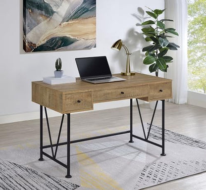 Coaster Home Furnishings - Analiese - Wood - 3-Drawer Writing Desk with Metal Legs, and V-Bracing Profile - Home Office - 47-Inch - Mango - 802001 - color: Mango