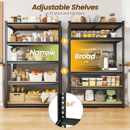 DurayLoly 5-Tier Storage Shelves, 2010LBS Adjustable Pantry Shelves, Metal Shelving Unit for Kitchen, Pantry, Closet, Laundry, Garage, 15.75" D × 31.55" W × 63.05" H - size: 63.05"H × 31.55"W × 15.75"D