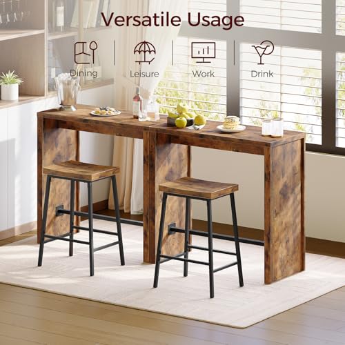 MAHANCRIS Bar Table, 35.4" Counter Height Pub Table, Industrial Rectangular Hightop Table, Kitchen Dining Bar Height Tables with Footrest, for Narrow Space, Rustic Brown and Black （Only Table）BTHR1901