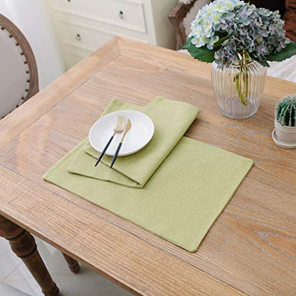 Set of 4,Soft Caddice Faux Linen 2 Side Place Mats Heat Resistant Dining Table Place Mats Kitchen Table Mats 12 x 18 Green - color: Green, size: Rectangular Placemats 12" x 18"