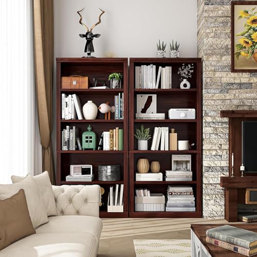 5- Shelf Bookcase, Wood Book Shelf with Bookshelves | Zhiseek Tall Bookshelf, 30.7"W x 12.8"D x 68.4"H, Cherry, Living Room, Library, Office - color: Cherry, size: 5-Tier