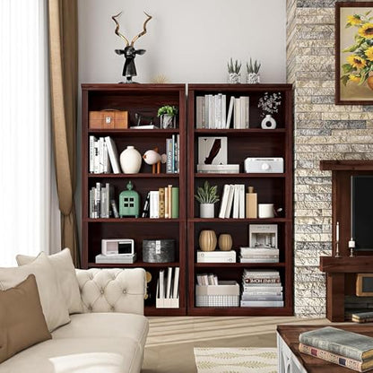 5- Shelf Bookcase, Wood Book Shelf with Bookshelves | Zhiseek Tall Bookshelf, 30.7"W x 12.8"D x 68.4"H, Cherry, Living Room, Library, Office - color: Cherry, size: 5-Tier
