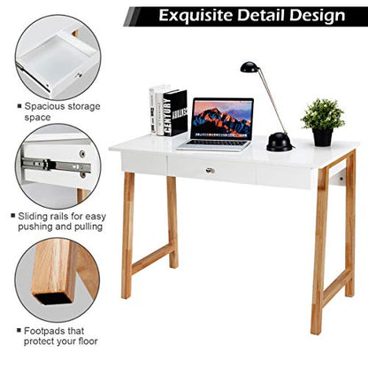 Tangkula Computer Desk with Storage Drawers, Makeup Vanity Table, Writing Study Desk for Home Office, Dressing Table