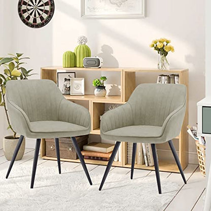 annjoe Faux Suede Accent Chair Arm Chairs Living Room Chairs Leisure Chair Upholstered Chair with Metal Legs Set of 2 for Home Kitchen Office Bistro Cafe - color: Gray Green