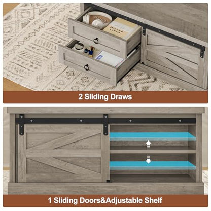 Itaar 39.4'' Lift Top Coffee Table with Storage, Farmhouse Coffee Tables for Living Room, Square Coffee Table with Large Hodden Compartment & 2 Drawrs & Adjustables Shelves (Gray) - color: Grey