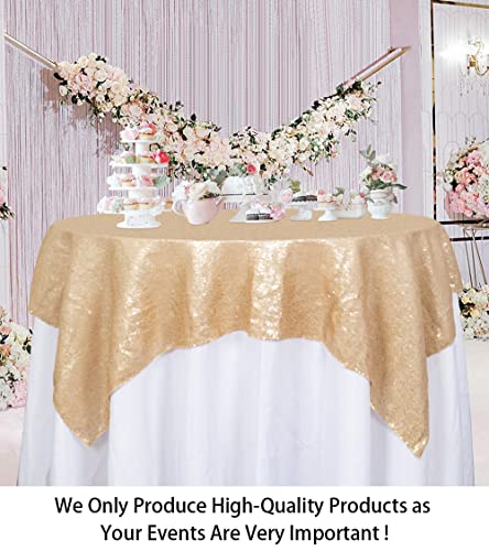 ShiDianYi Matte Gold 70x70-Inch Elegant Sequin Table Cover - Square Table Cloth for Party - color: Matte Gold, size: 70" x 70" (Square)