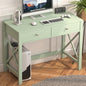 WiberWi Home Office Desk with Drawers, Modern Writing Computer Desk for Bedroom, Small Makeup Vanity Table Study Table for Home Office,Green - color: Green