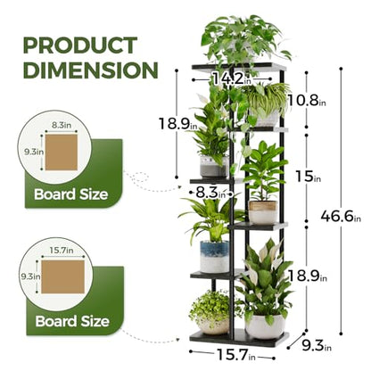 Bamworld Tall Plant Stand Indoor, 6 Tier Metal Plant Shelf for Multiple Plants, Tiered Flower Pot Stands for Patio Garden Balcony Living Room Bedroom, Black | Tiered indoor shelf displays multiple plants in living rooms, bedrooms, balconies, patios, or ga