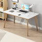IOTXY Simple Wooden Writing Desk - Modern Minimalist Style PC Laptop Computer Workbench with Solid Wood Legs, 47" W Home Office Work Table for TV Stand Music Video Live Broadcast Workstation, White | Nordic Minimalist Style, MDF Tabletop, Solid Wood Legs,