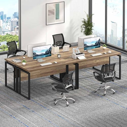 EXCEFUR Modern Computer Desk for Home Office, PC Laptop Gaming Desk, Metal Wood Study Writing Table Workstations for Bedroom Living Room, 53 Inch, Rustic Oak - color: Rustic Oak