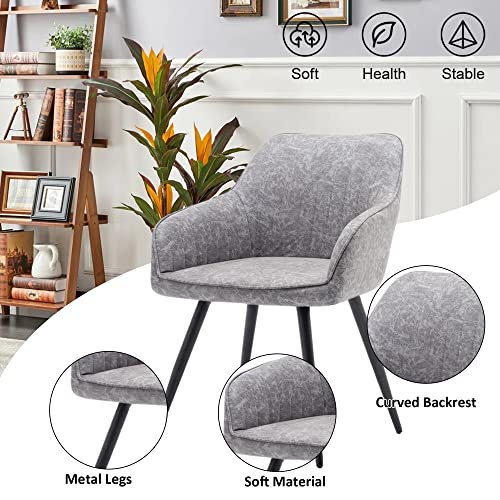 annjoe Faux Suede Accent Chair Arm Chairs Living Room Chairs Leisure Chair Upholstered Chair with Metal Legs Set of 2 for Home Kitchen Office Bistro Cafe - color: Light Gray