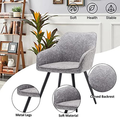 annjoe Faux Suede Accent Chair Arm Chairs Living Room Chairs Leisure Chair Upholstered Chair with Metal Legs Set of 2 for Home Kitchen Office Bistro Cafe - color: Light Gray