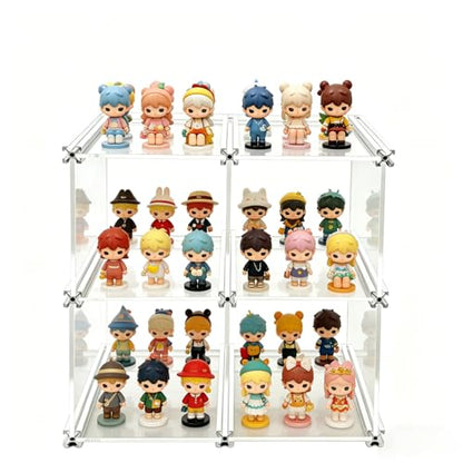 Open-Front Acrylic Desktop Display Case with Sturdy Aluminum Frame, Easy-Access Modular Clear Showcase with Removable Dividers, Transparent Organizer Rack for Perfume, Blind Boxes & Figures (4-Cube) - size: 4-Cube