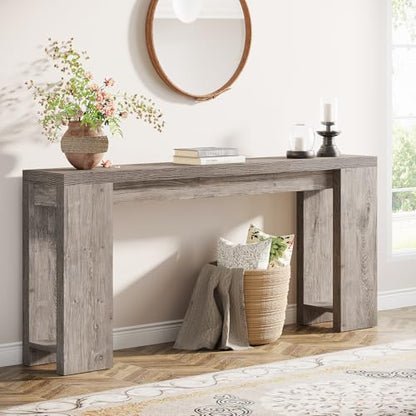 Tribesigns 70.9-Inch Extra Long Console Table, Farmhouse Wood Sofa Table Behind Couch, Narrow Entryway Accent Table for Living Room, Hallway, Entrance, Foyer, Grey - color: Grey