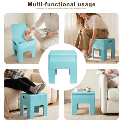 Modern Nightstand - Multifunctional Plastic Bedside Table with Storage Space, Side Table Easy Assembly for Bedroom, Dorm and Small Areas (14.2" D x 11.8" W x 15.78" H, Blue) - color: Blue
