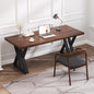 tiedingdingjiajuSolid Wood Desk 63 Inch, Rustic Wooden Writing Desk with Sturdy Metal Frame, Modern Simple Design Executive Real Wood Computer Desk for Home Office, Bedroom & Living Room - size: 62.99in
