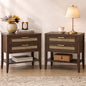 SICOTAS Night Stand Set 2,Rustic Nightstand Set of 2 with Drawer and Shelf | Large Bedside Table for Bedroom, Mid Century Modern Nightstand, 25.7" Tall Side End Table, Espresso Walnut, 2 Pieces - color: Espresso Walnut, size: 2 Pieces