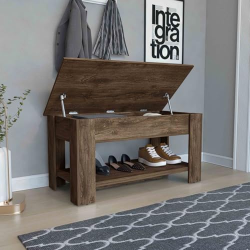 Dark Brown Storage Table with Four Legs and Lower Shelf - Doorway & Living Room Furniture