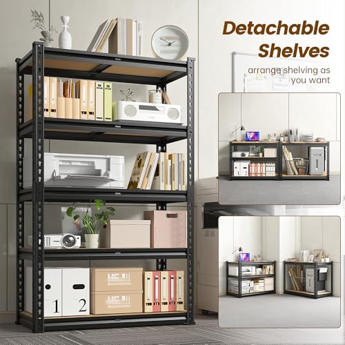 DurayLoly 5-Tier Storage Shelves, 1990LBS Adjustable Pantry Shelves, Metal Shelving Unit for Kitchen, Pantry, Closet, Laundry,Garage, 60.01" H x 28.01" W x 14.01" D - size: 60.01" H x 28.01" W x 14.01" D