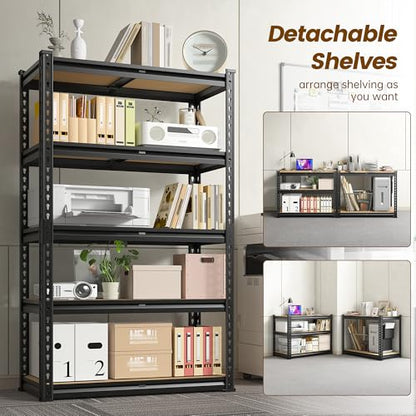 DurayLoly 5-Tier Storage Shelves, 1990LBS Adjustable Pantry Shelves, Metal Shelving Unit for Kitchen, Pantry, Closet, Laundry,Garage, 60.01" H x 28.01" W x 14.01" D - size: 60.01" H x 28.01" W x 14.01" D