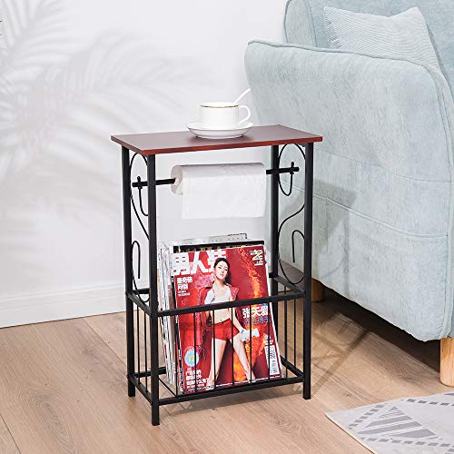 Side Table,Narrow End Table for Small Spaces,Snack Couch Table with Holder,Nightstand for Living Room,Bedroom,Office,Bathroom,Balcony (Coffee) - color: Coffee