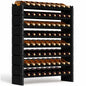 NutriChef 72 Bottle Wine Rack Stackable Bamboo Freestanding, 8-Tier Modular Shelf, Sturdy Wobble Free, Upgraded 2026 Design, Easy No-Tool Assembly for Kitchen, Cellar or Bar 33.5" x 10" x 41" (Black) - size: 72 Bottle - Black