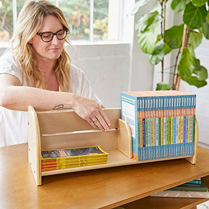 ECR4Kids Tabletop Book Display, Adjustable, Library Storage, Natural - color: Natural