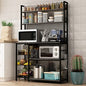 Kitchen Bakers Rack with Baskets,Free Standing Shelf,5-Tier Kitchen Utility Storage Shelf with Hooks, Microwave Oven Stand Rack Grey - color: Grey