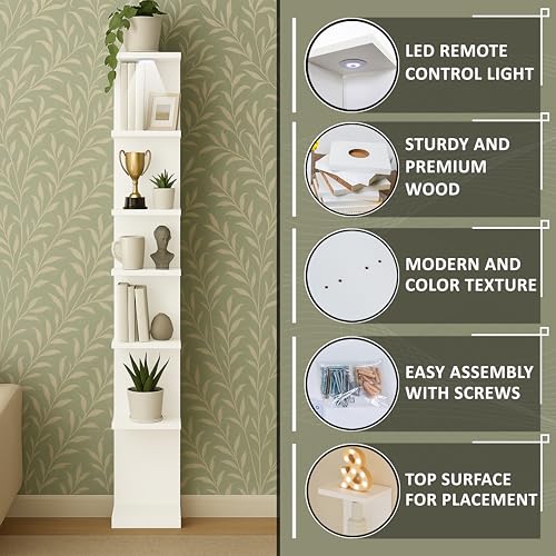 home stuff Wall shelf unit, 11 3/4x74 3/4,Use fixing devices suitable for the walls in your home. (White with LED Light) - color: White With Led Light