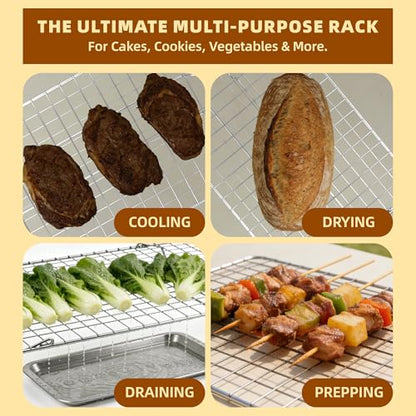 Cooling Rack 16"x10", 4-Tier Stackable & Collapsible Cooling Racks | Cooling Racks for Cooking and Baking, Roasting, Grilling, Oven & Dishwasher Safe (Silver, 4-Tier) - color: Silver, size: 4-Tier