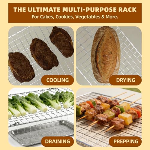 Cooling Rack 16"x10", 5-Tier Stackable & Collapsible Cooling Racks | Cooling Racks for Cooking and Baking, Roasting, Grilling, Oven & Dishwasher Safe (Silver, 5-Tier) - color: Silver, size: 5-Tier