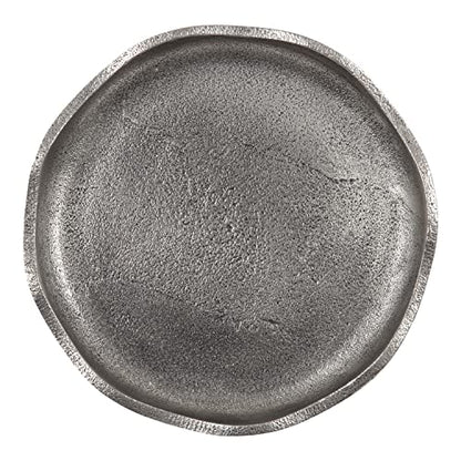 Kate and Laurel Alessia Modern Decorative Metal Drink Table; 8 x 8 x 22; Silver; Stunning Cast Aluminum Pedestal Plant Stand with Rough Texture and Deckled Edge - color: Silver
