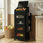 ARTETHYS Potato Storage Bin 5-Tier Rolling Black Bread Box with Side Rack | Onion Keeper with Spice Rack on Wheels, Movable Fruit & Vegetable Container with 4 Ventilated Drawers for Kitchen - color: Black