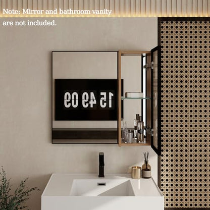 10" Bathroom Wall Mirror Cabinet with Acrylic Door – Bathroom Wall Mounted Cabinet with Adjustable Glass Shelf, Reversible Door (Left or Right), Space-Saving Storage for Toiletries & Cosmetics - size: 10"-H