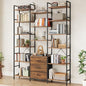 AFLUI Triple Bookshelf with 3 Fabric Drawers, 6-Tier Book Shelf and 10 Display Shelves, Industrial Large Bookcase for Home & Office, Rustic Brown, 47'' Wide - color: Rustic Brown, size: 6 Tier(47" W)