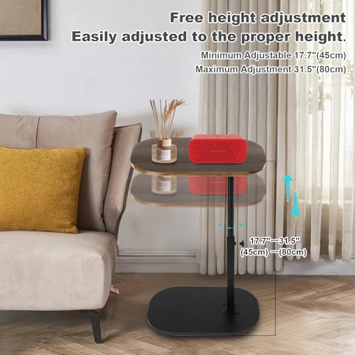 C Shaped End Table for Couch, C Table End Tables with Adjustable Height, 360° Swivel Couch Tables for Living Room,Bed Side,Coffee, Bedroom,Study and Small Spaces (Glossy Walnut) - color: Glossy Walnut
