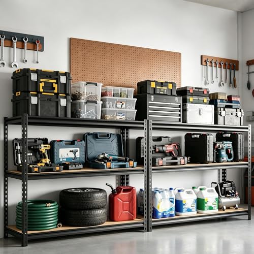 3-Tier Storage Shelving Unit, 60" W x 24" D x 36" H, Carbon Steel Utility Shelves, 1500 lbs Load Capacity, Adjustable Metal Freestanding Garage Shelf for Pantry, Basement, Warehouse, Heavy Duty