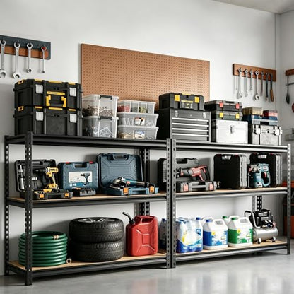 3-Tier Storage Shelving Unit, 60" W x 24" D x 36" H, Carbon Steel Utility Shelves, 1500 lbs Load Capacity, Adjustable Metal Freestanding Garage Shelf for Pantry, Basement, Warehouse, Heavy Duty