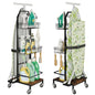 Ironing Board Holder Cart for Small & Narrow Laundry Rooms, Freestanding Iron & Ironing Board Storage Rack for T & X Boards with 3-Tier Shelves, Rolling Metal Wheels, Hooks, No Wall Mount