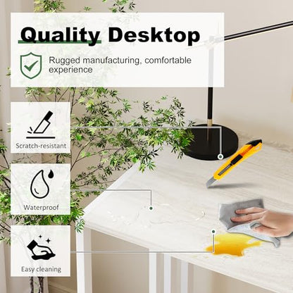 Lutown-Teen Small Folding Desk 35 inch, No Assembly Required Small Office Desk, Writing Gaming Computer Camping Table, Beige - color: Beige, size: 35 Inch