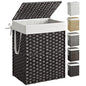 SONGMICS Laundry Hamper with Lid, 23.8 Gallon (90 L) Synthetic Rattan Clothes Laundry Basket with Lid and Handles, Foldable, Removable Liner, Black ULCB51BK - color: Black, size: 90 L