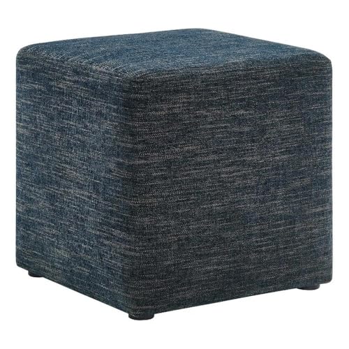 Modway 17" Square Woven Heathered Fabric Upholstered Upholstered Ottoman - color: Heathered Weave Azure