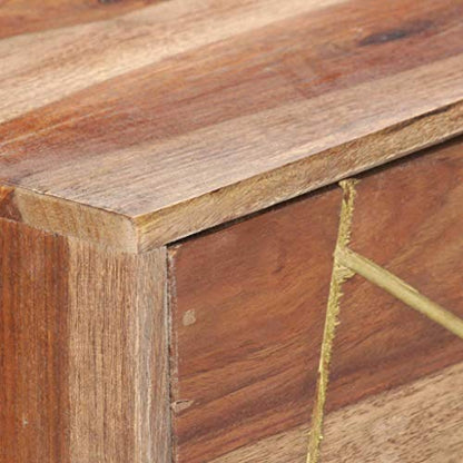 Solid Sheesham Wood Writing Desk with 2 Drawers 39.4"x21.7"x29.5" Industrial Computer Table for Home Office, Bedroom, Small Spaces - color: Solid Sheesham Wood