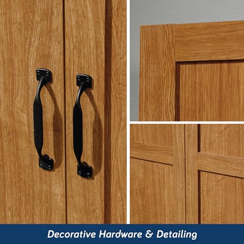 Sauder Select Storage Cabinet, Pantry Cabinet Kitchen Storage with Adjustable Shelves, Bathroom Storage Cabinet, in Highland Oak - color: Highland Oak