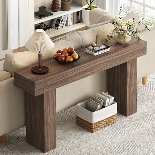 knoworld 63 Inch Long Console Table for Entryway, Farmhouse Wood Rectangular Sofa Table Behind Couch Table, Narrow Entryway Table for Living Room, Entrance, Hallway, Foyer, Easy Assembly (Brown) - color: Brown
